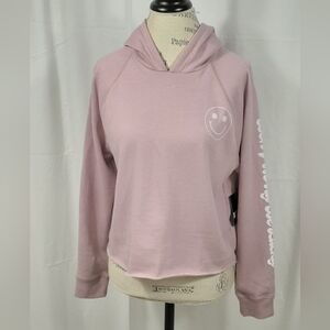 Lucky Brand NWT Light Pink Long Sleeve Smiley Face Graphic Print Hoodie.